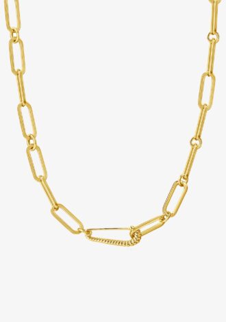 The Francois Safety Pin Necklace Gold