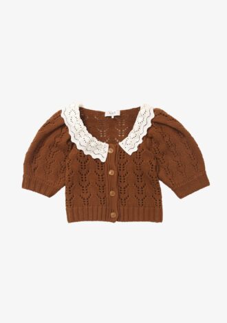 Zia Pointelle Lace Collar Cardigan