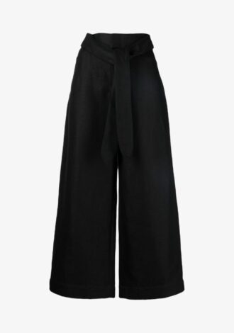 Tie Front Cropped Wide Trousers