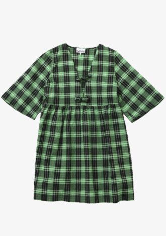 Seersucker Check Ribbon Mini Dress