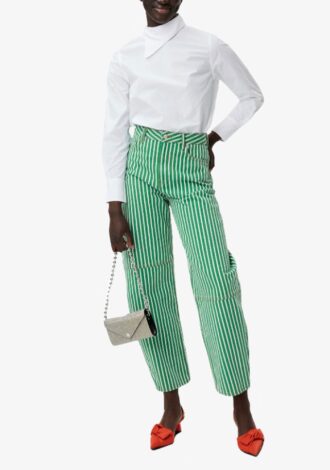 Stripe Denim Stary Denim Jeans Green