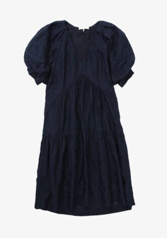 V Neck Puff Sleeve Maxi Dress