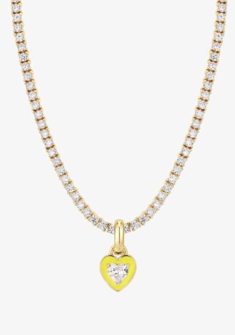 Mini Ballier Necklace With Heart Charm - Yellow