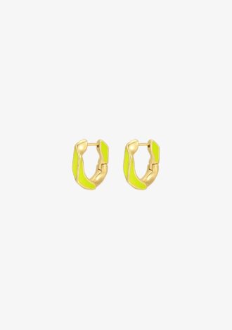 Pave Cuban Link Hoops - Yellow