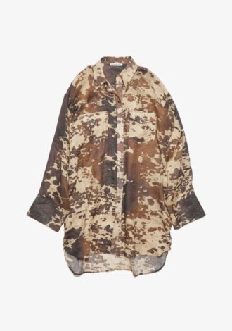 Deidre Cow Print Linen Shirt Dress