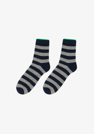 Stripe Cashmere Socks - Navy