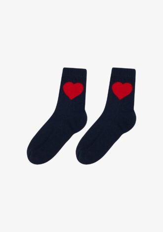 Heart Cashmere Socks – Navy