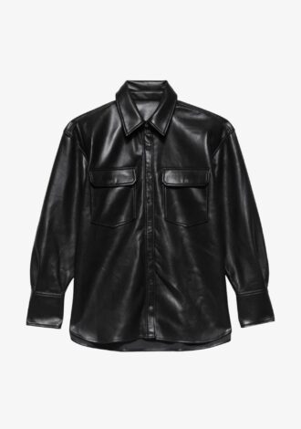 Recycled Leather Shirt Jacket