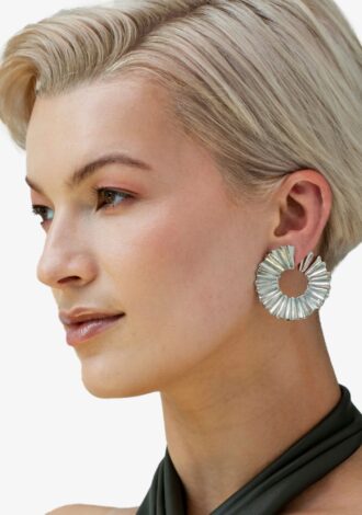 Botanical Pleated Earrings Silver