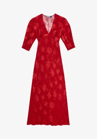 Zadie Poppy Jacquard Midi Dress