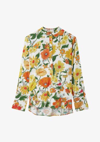 Lady Garden Print Collarless Shirt