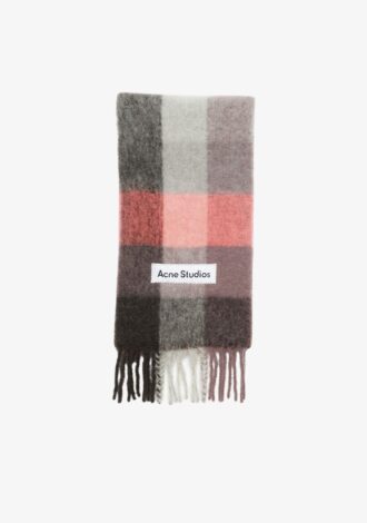 Mohair Checked Scarf Pink