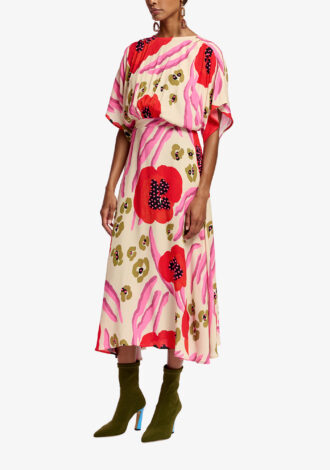 Frikart Abstract Poppy Print Midi Dress