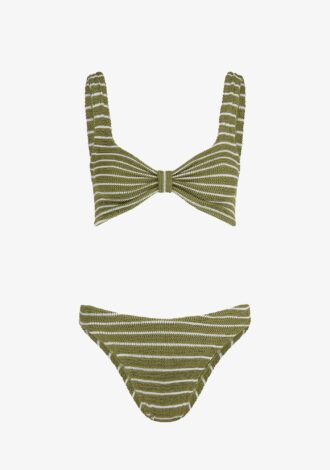 Bonnie Bikini Metallic Moss/White Stripe