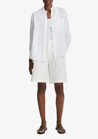 Linen Easy Button-Front Shirt White