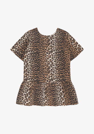 Leopard Open Back Mini Denim Dress