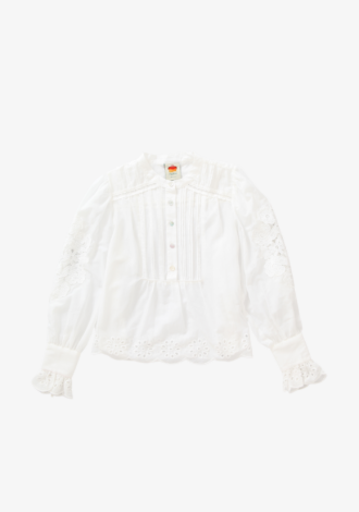 Long Sleeve Embroidered Cotton Blouse