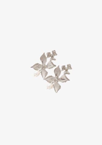 Pearl Blossom Drop Earrings Silver