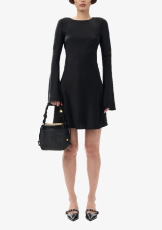 Black Bou Bucket Bag Raffia