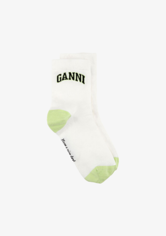 White and Green Logo Socks