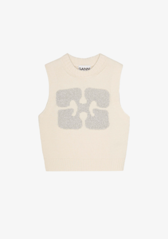 Graphic Wool Mix Vest Off-white