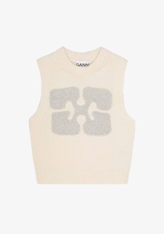 Graphic Wool Mix Vest Off-white