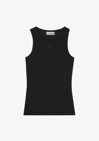 Black Soft Cotton Rib Tank Top