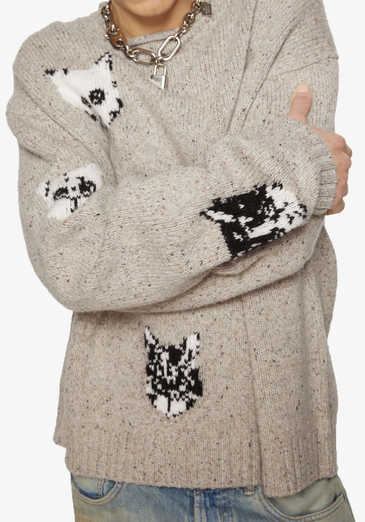 【YOURNUS】Cats Wool Knit Sweatshirt YOURNUS】Cats Wool Knit Sweatshirt wickedafstore-yin-yang-cats-