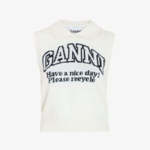 Graphic Wool Collar Vest - S