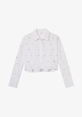 Mackie Embellished Cropped Cotton Shirt
