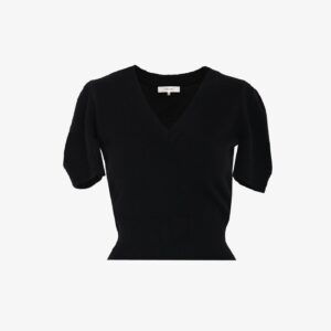 Ruched V Neck Cashmere Sweater - M