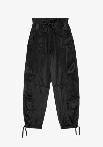 Washed Satin Trousers Black
