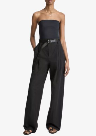 High Rise Pleated Wide Leg Trouser