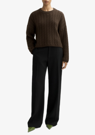 Cable Knit Crewneck Sweater Mocha