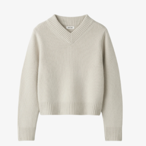 Chunky V-Neck Sweater Chalk - S