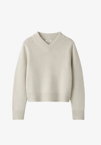 Chunky V-Neck Sweater Chalk
