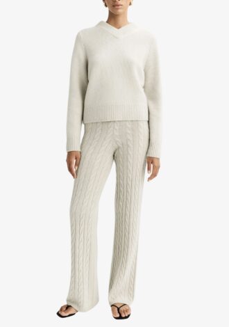 Chunky V-Neck Sweater Chalk