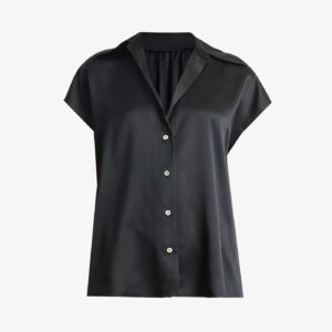 Cap Sleeve Ruched Back Blouse Black - XS