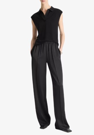 Side-Strap Crepe Pull-On Pant