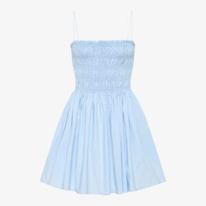 Shirred Bodice Mini Dress Sky - 6