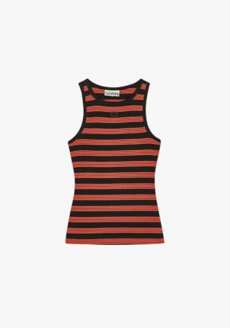 Red Striped Soft Cotton Rib Tank Top