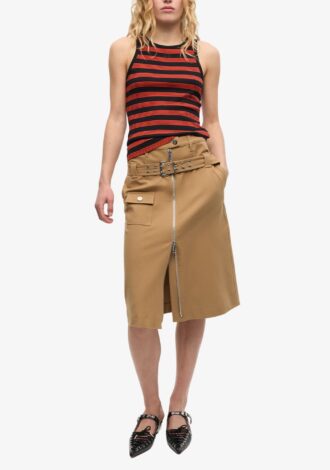 Red Striped Soft Cotton Rib Tank Top