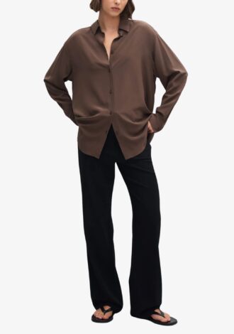 Long Sleeve Silk Shirt Truffle
