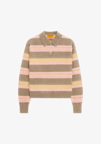 Collegiate Stripe Polo Taupe
