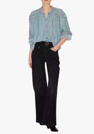 Milya Gathered Chambray Blouse