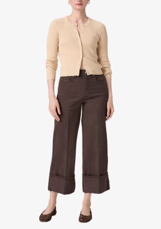 Sasha Ankle Wide Leg Jean In Rich Chocolate
