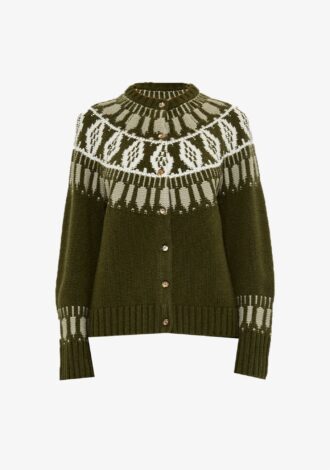 Aspen Fair Isle Cardigan Olive
