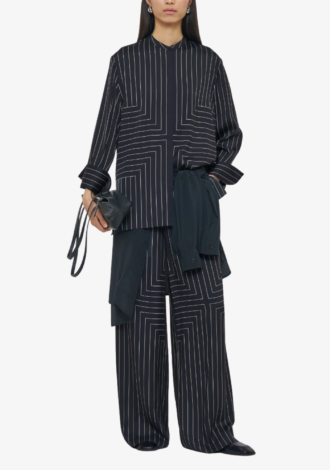 Hulin Geometric Print Silk Trousers