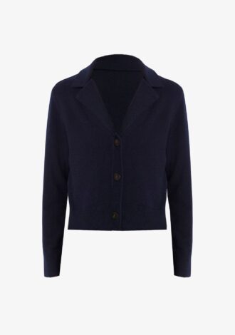 Wool Cashmere-Blend Lapel Cardigan