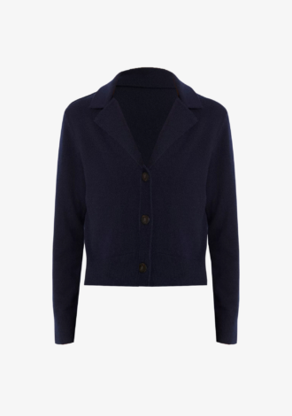 Wool Cashmere-Blend Lapel Cardigan
